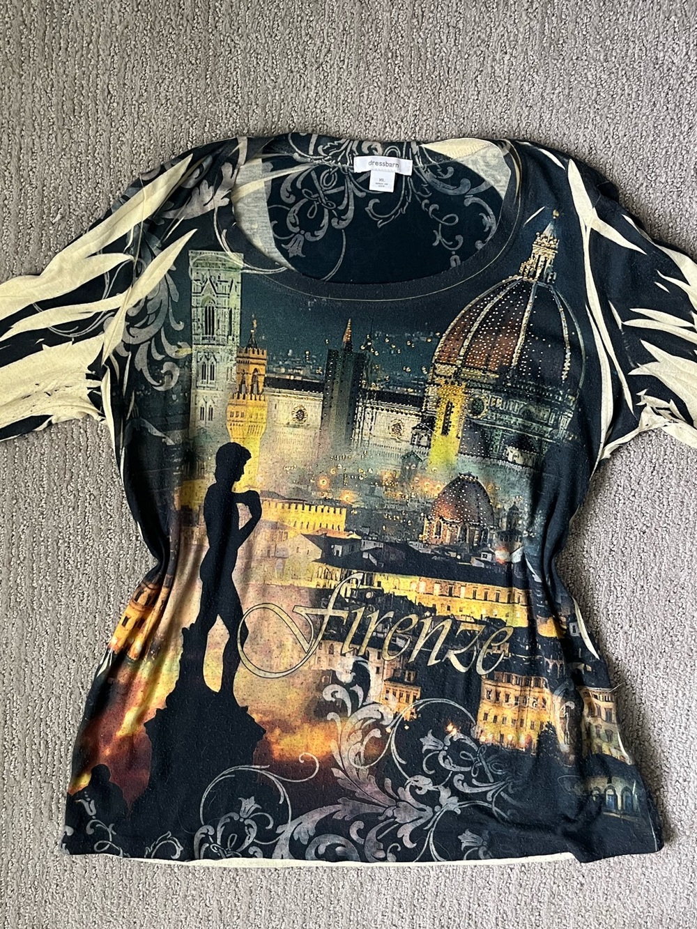 Y2K Dressbarn long sleeve top with Florence, Italy city graphics